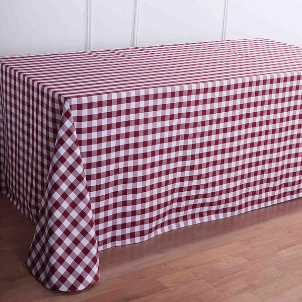 90x132 inch Gingham Checkered Polyester Rectangular Tablecloth