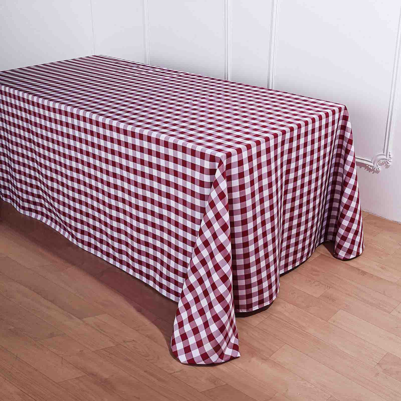 90x132 inch Gingham Checkered Polyester Rectangular Tablecloth