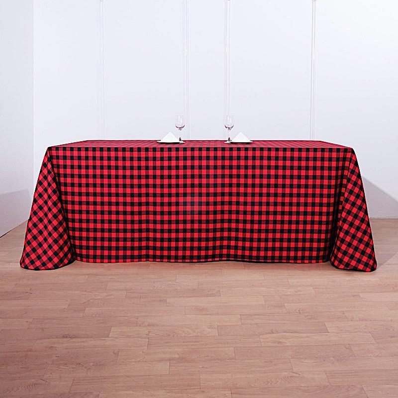 90x132 inch Gingham Checkered Polyester Rectangular Tablecloth