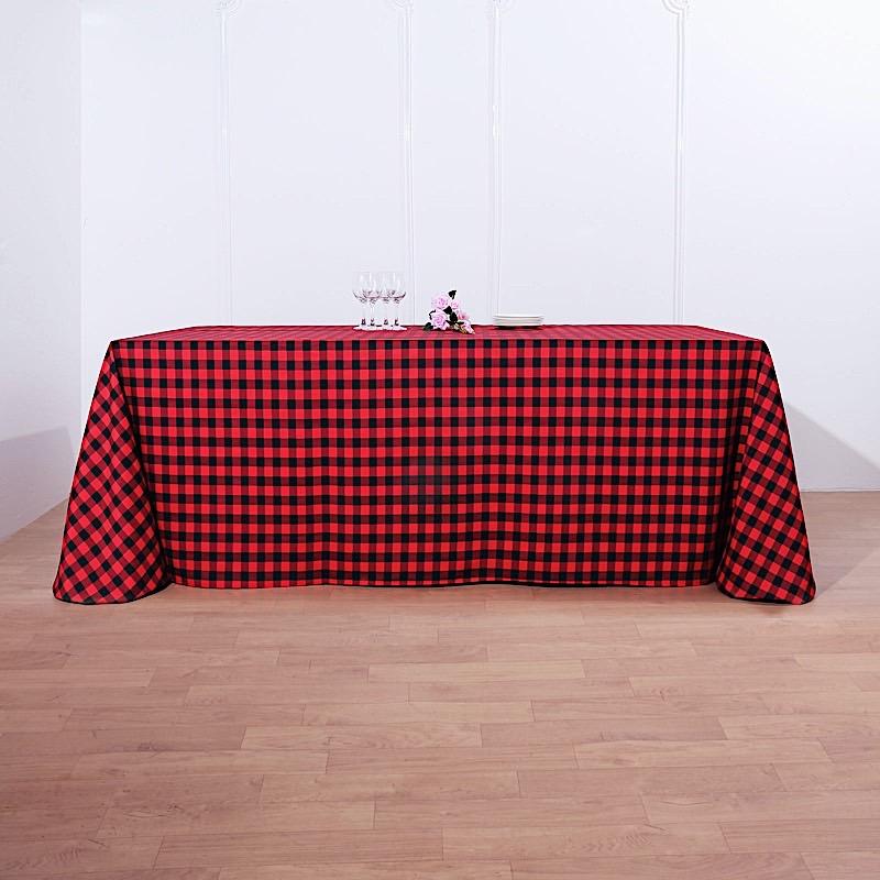 90x132 inch Gingham Checkered Polyester Rectangular Tablecloth