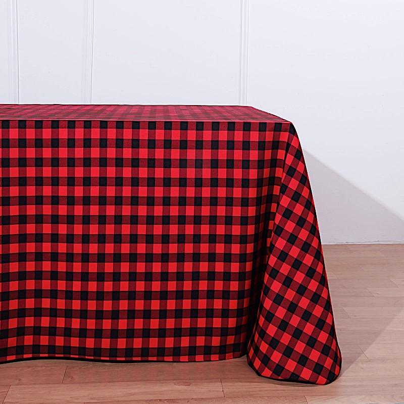 90x132 inch Gingham Checkered Polyester Rectangular Tablecloth