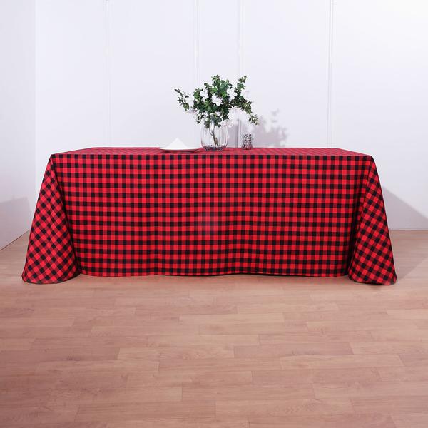 90x132 inch Gingham Checkered Polyester Rectangular Tablecloth