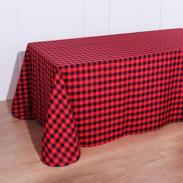 90x132 inch Gingham Checkered Polyester Rectangular Tablecloth