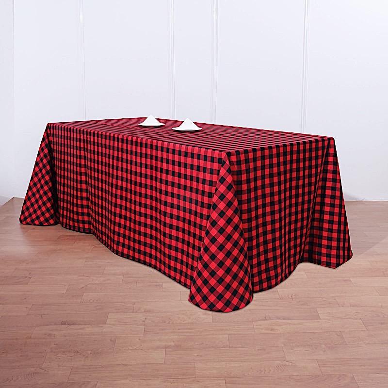 90x132 inch Gingham Checkered Polyester Rectangular Tablecloth