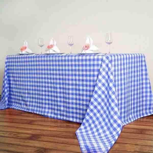 90x132 inch Gingham Checkered Polyester Rectangular Tablecloth