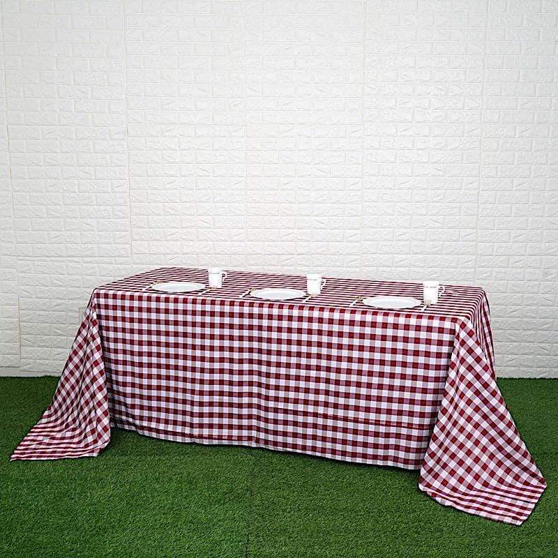 90x132 inch Gingham Checkered Polyester Rectangular Tablecloth