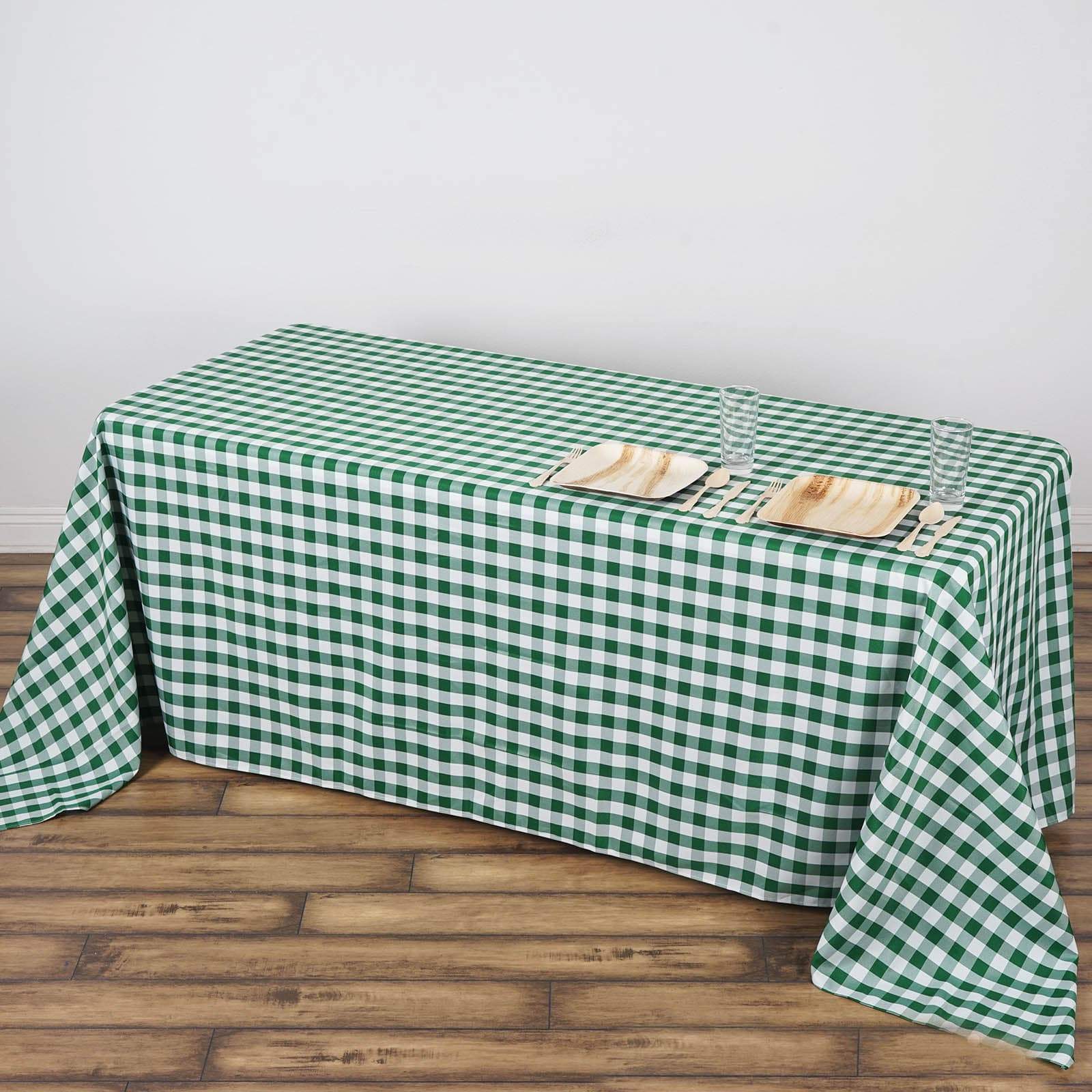 90x132 inch Gingham Checkered Polyester Rectangular Tablecloth