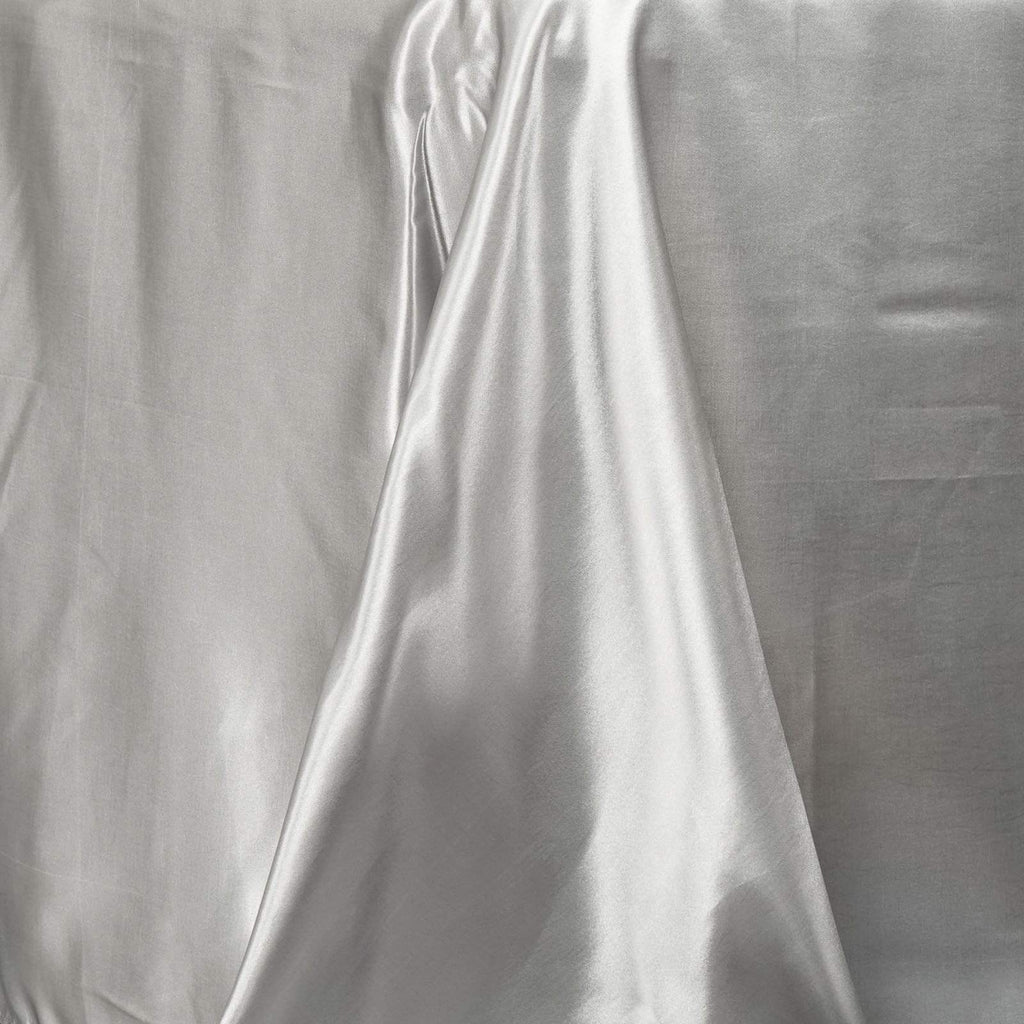 Silver 90x132" Satin Rectangle Tablecloth