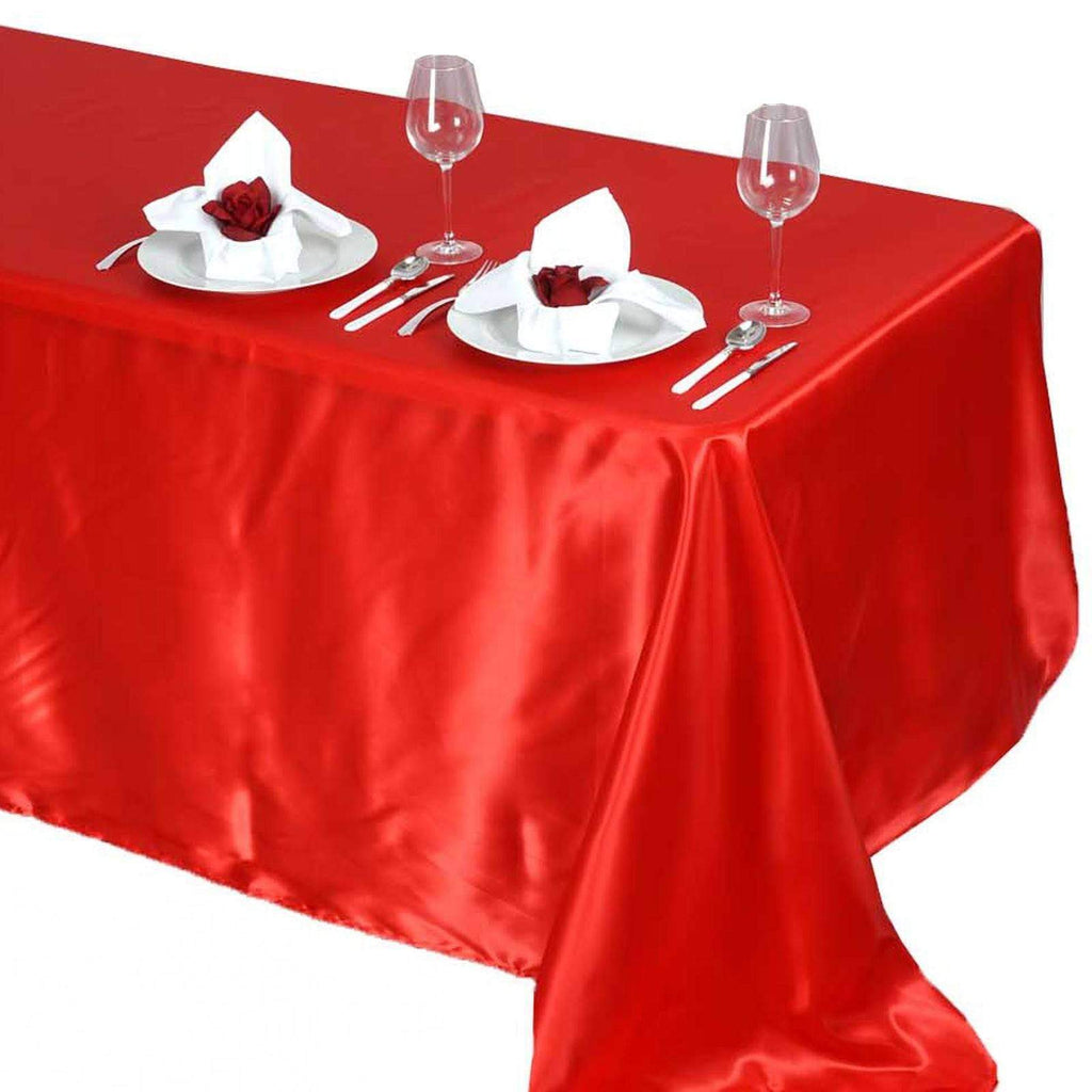Red 90x132" Satin Rectangle Tablecloth