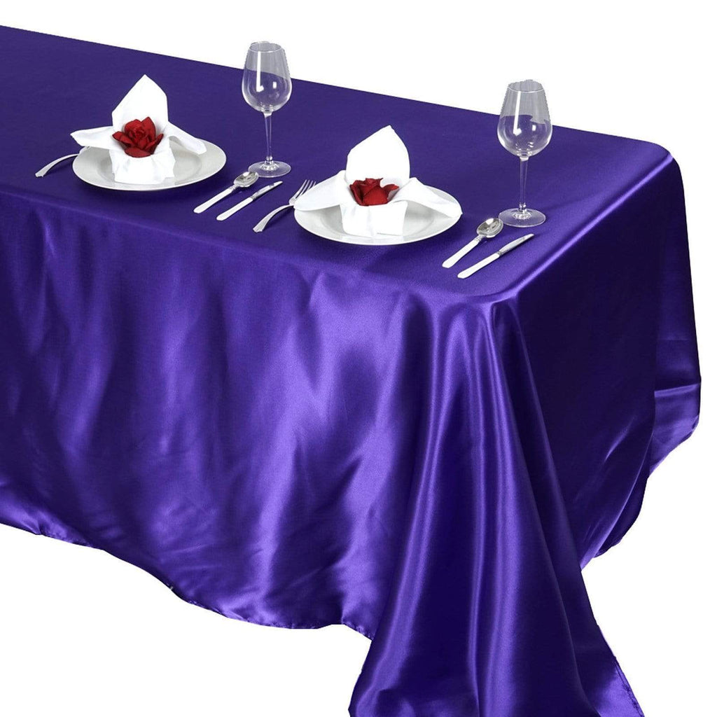 Purple 90x132" Satin Rectangle Tablecloth