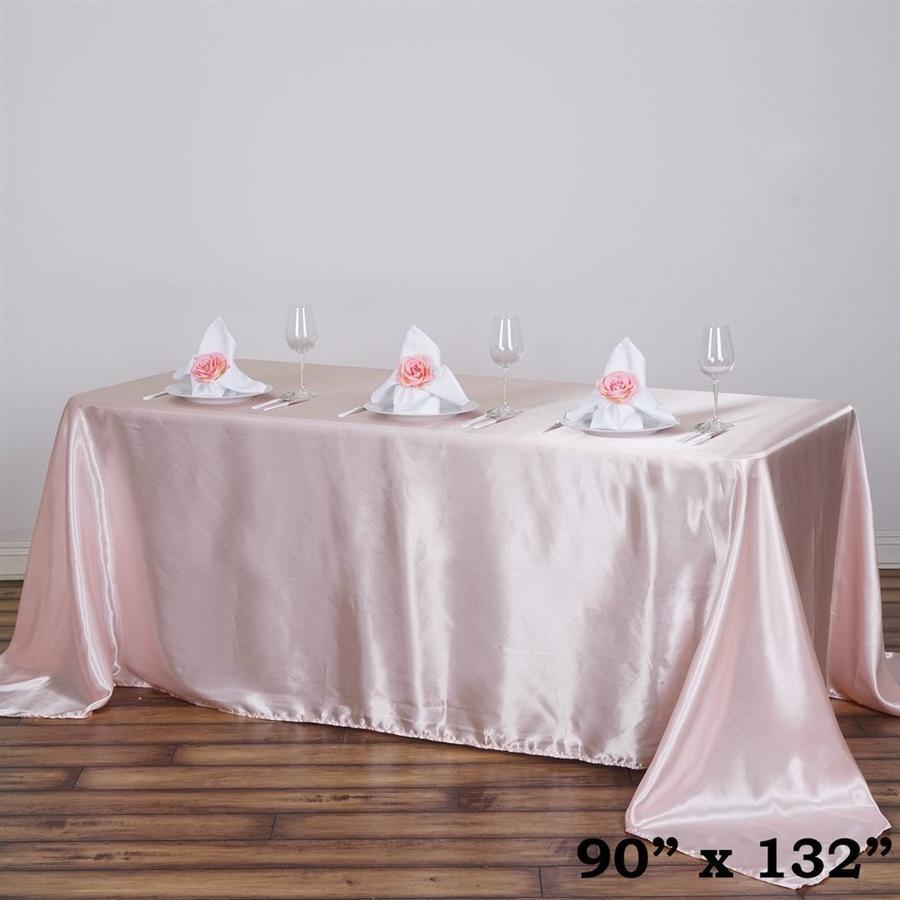 Blush 90x132" Satin Rectangle Tablecloth