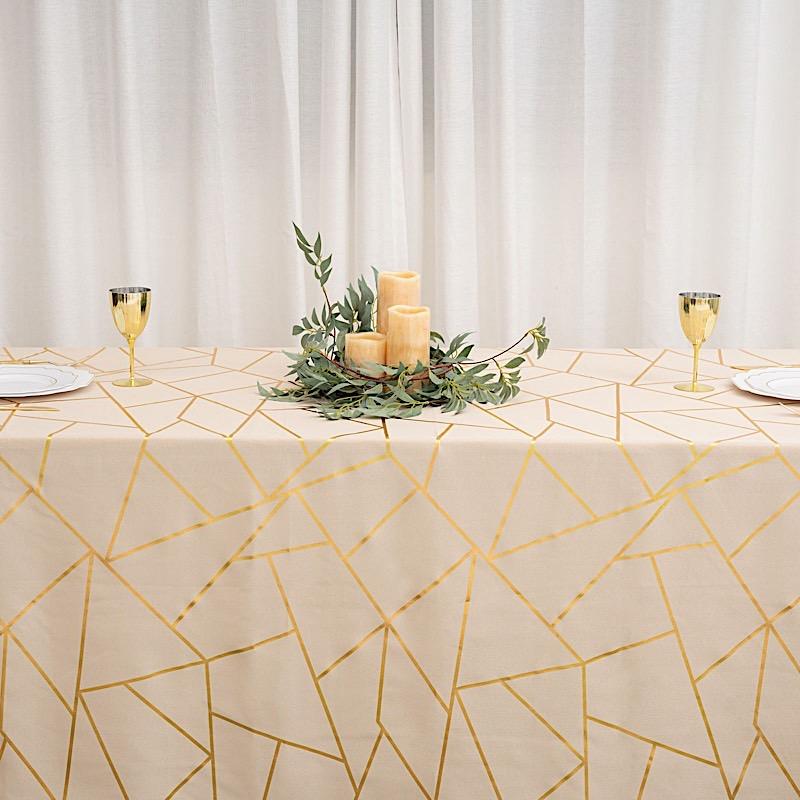 90x156 in Metallic Geometric Design Polyester Rectangle Tablecloth