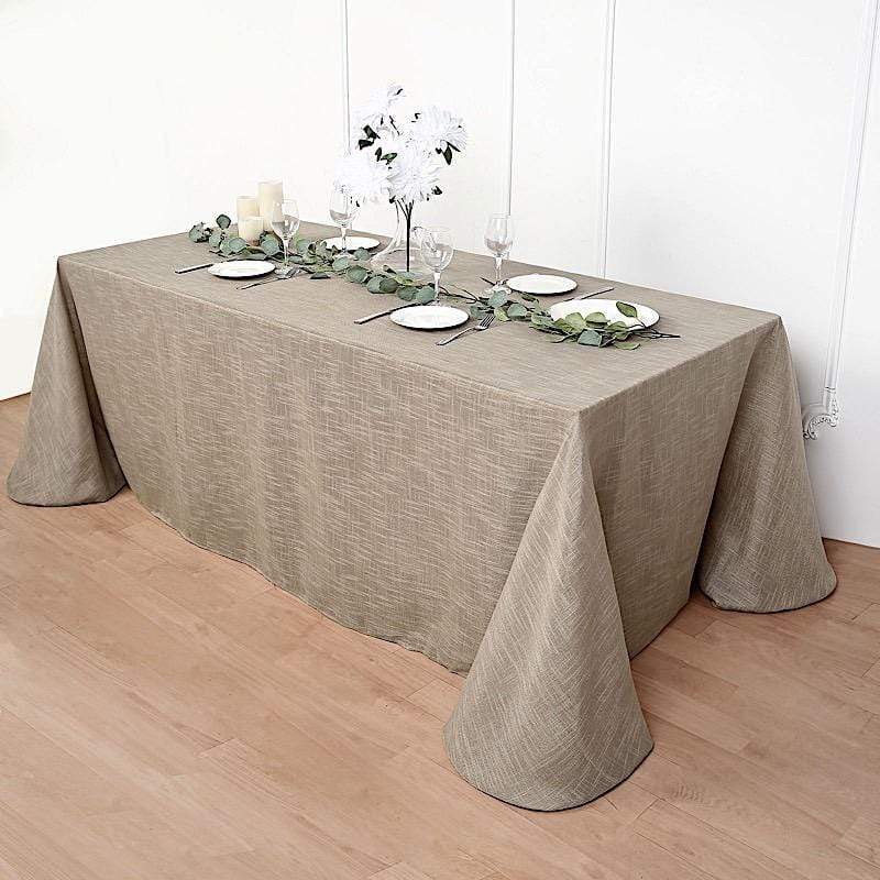 90x156 in Rectangular Premium Polyester Faux Burlap Tablecloth