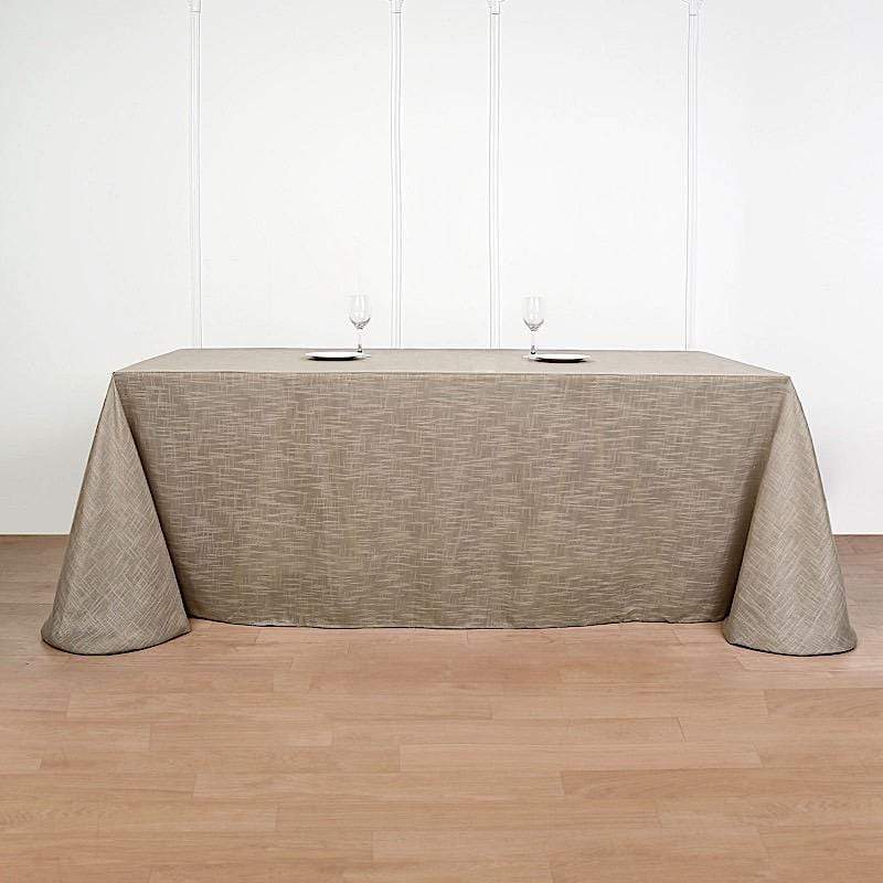 90x156 in Rectangular Premium Polyester Faux Burlap Tablecloth