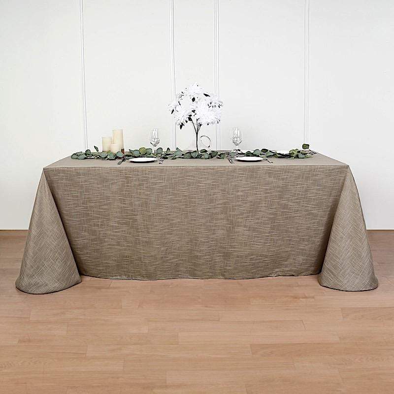 90x156 in Rectangular Premium Polyester Faux Burlap Tablecloth