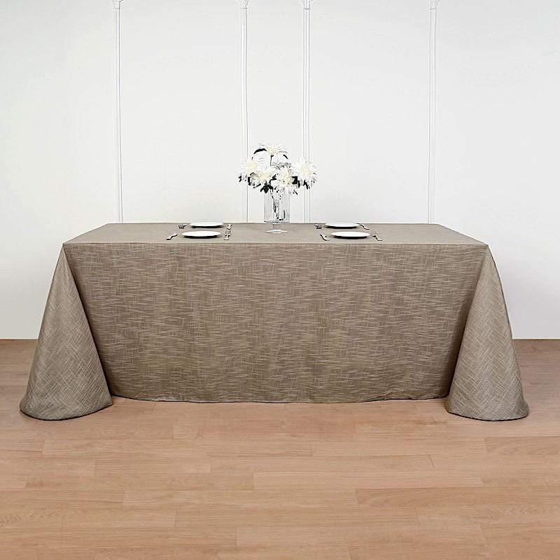 90x156 in Rectangular Premium Polyester Faux Burlap Tablecloth