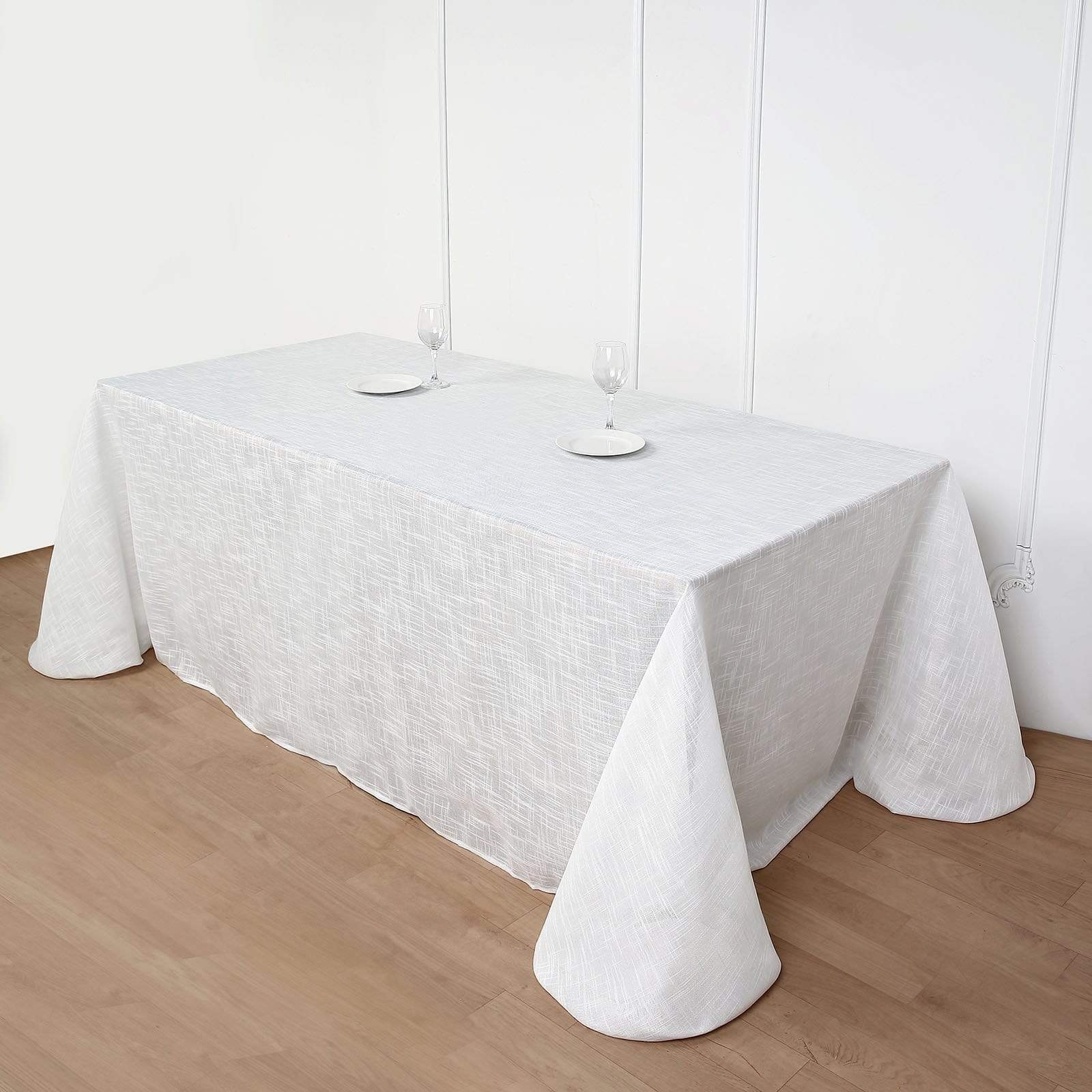 90x156 in Rectangular Premium Polyester Faux Burlap Tablecloth