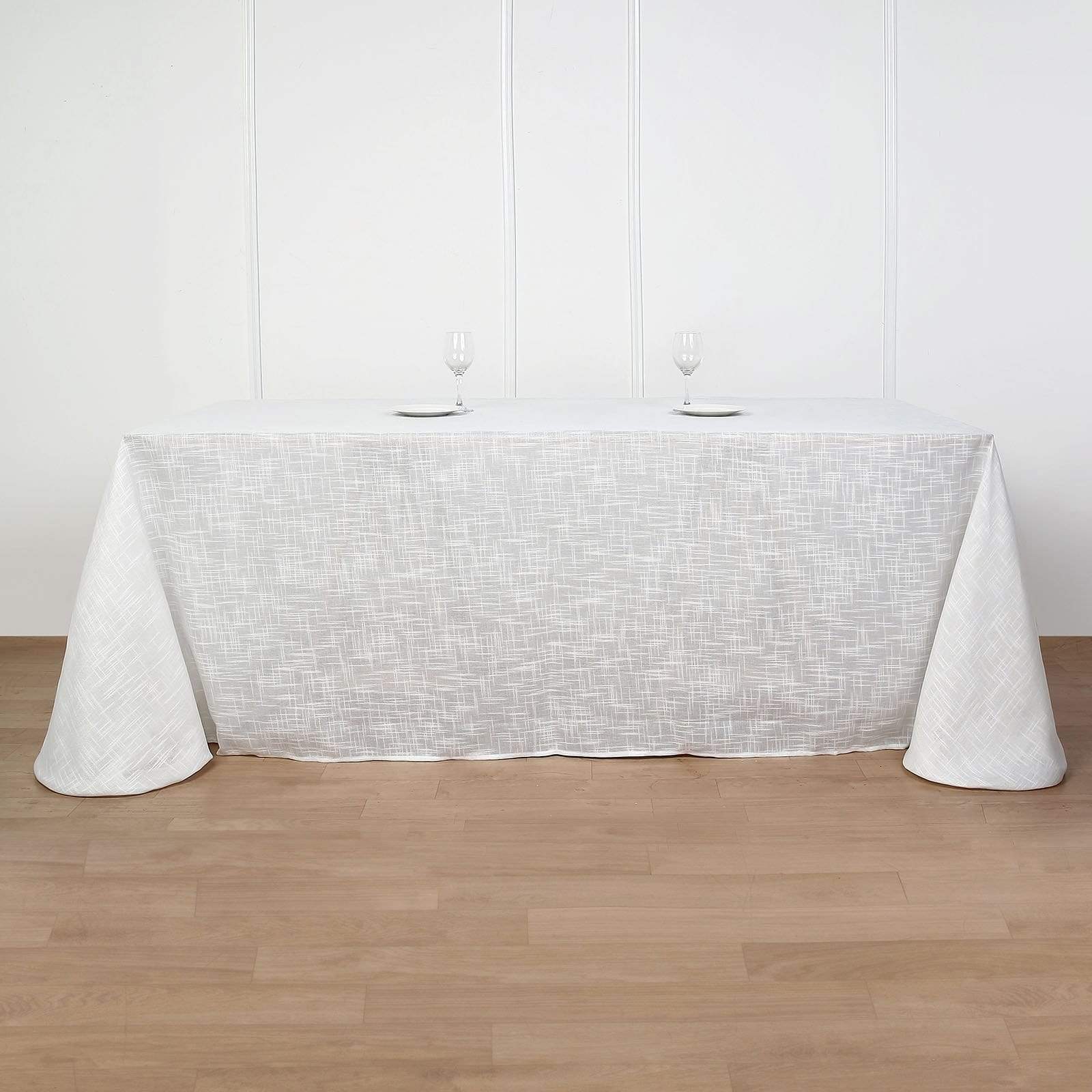 90x156 in Rectangular Premium Polyester Faux Burlap Tablecloth