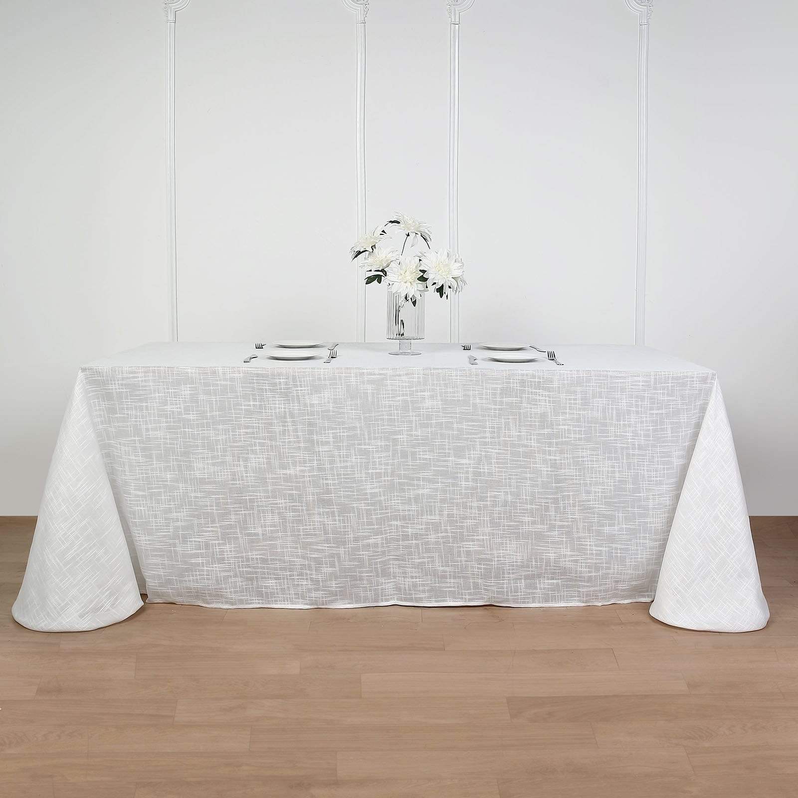 90x156 in Rectangular Premium Polyester Faux Burlap Tablecloth