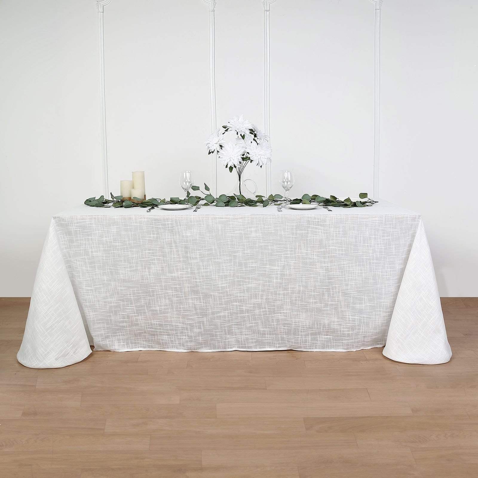 90x156 in Rectangular Premium Polyester Faux Burlap Tablecloth