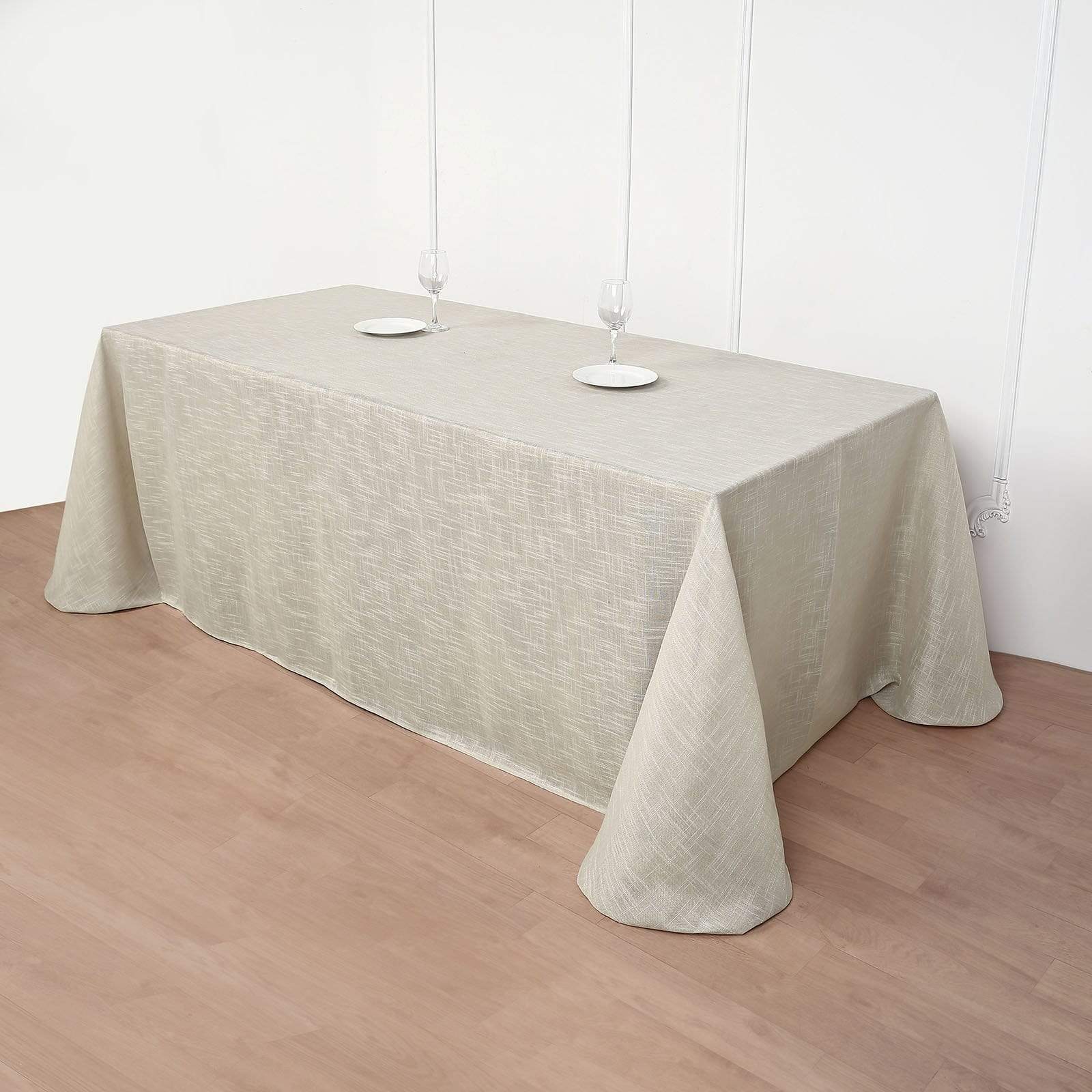 90x156 in Rectangular Premium Polyester Faux Burlap Tablecloth