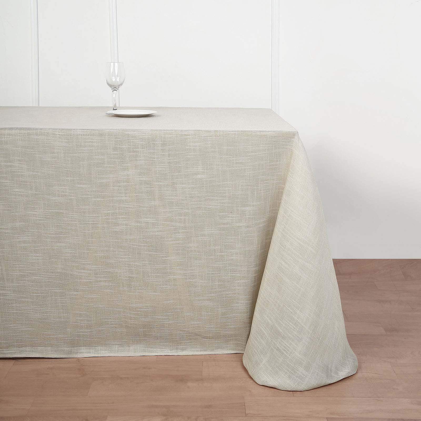 90x156 in Rectangular Premium Polyester Faux Burlap Tablecloth