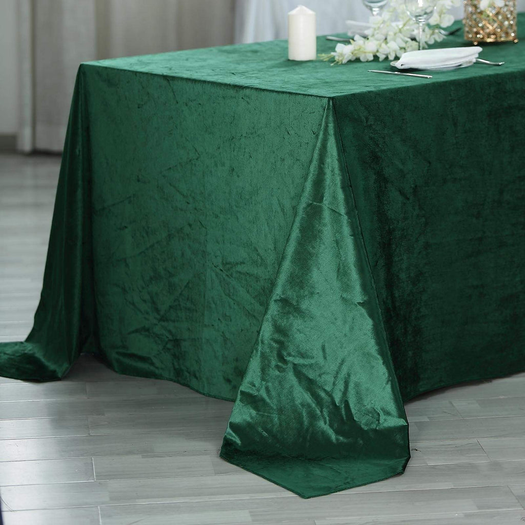 90x156 in Hunter Green Rectangular Premium Velvet Tablecloth