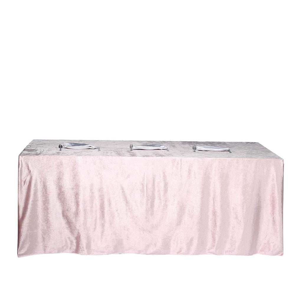 90x156 in Blush Rectangular Premium Velvet Tablecloth