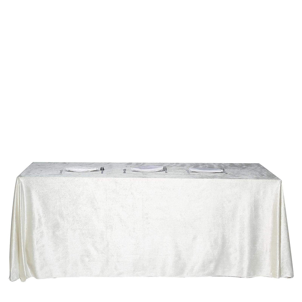 90x156 in Ivory Rectangular Premium Velvet Tablecloth