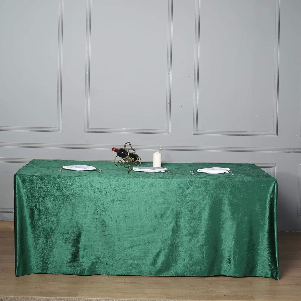 90 x 156 inch Rectangular Crushed Velvet Tablecloth Black