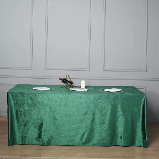 90x156 in Hunter Green Rectangular Premium Velvet Tablecloth