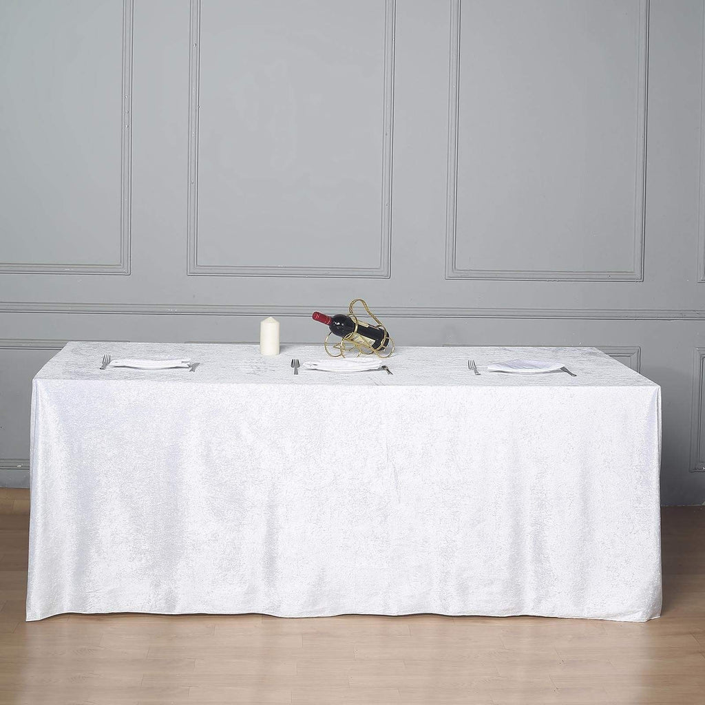 90x156 in White Rectangular Premium Velvet Tablecloth
