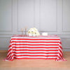 Red and White 90x156 in Satin Stripes Rectangle Tablecloth
