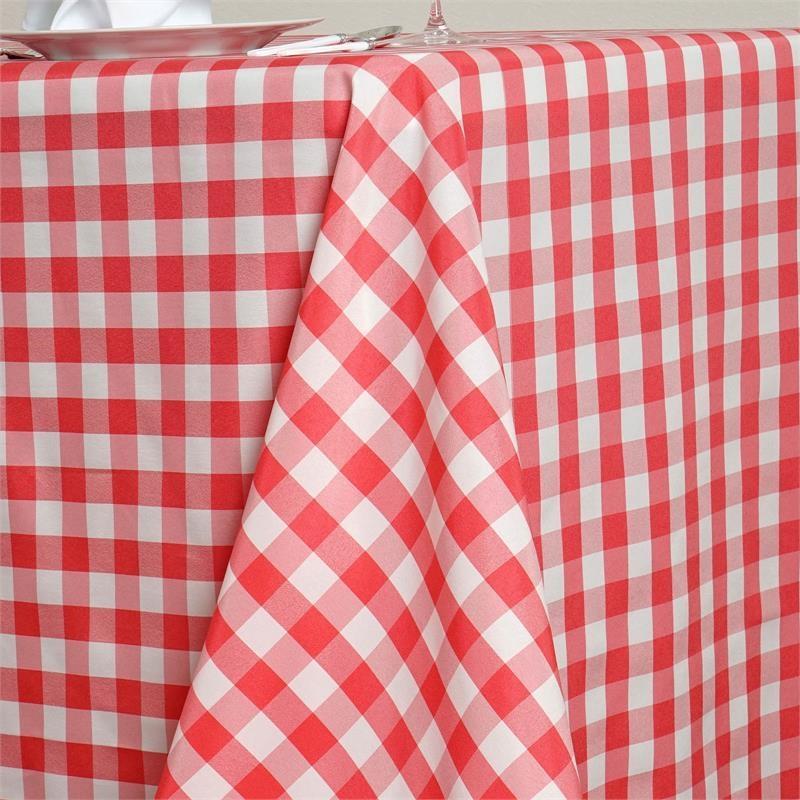 90x156 inch Gingham Checkered Polyester Rectangular Tablecloth