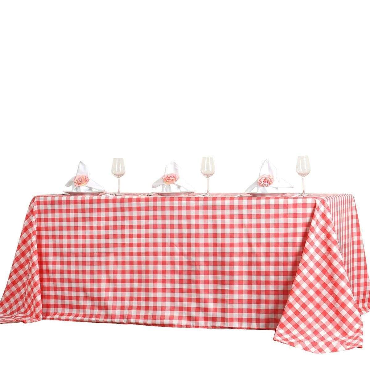 90x156 inch Gingham Checkered Polyester Rectangular Tablecloth