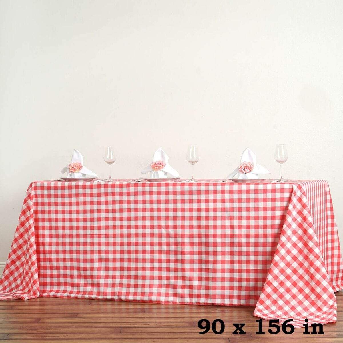 90x156 inch Gingham Checkered Polyester Rectangular Tablecloth