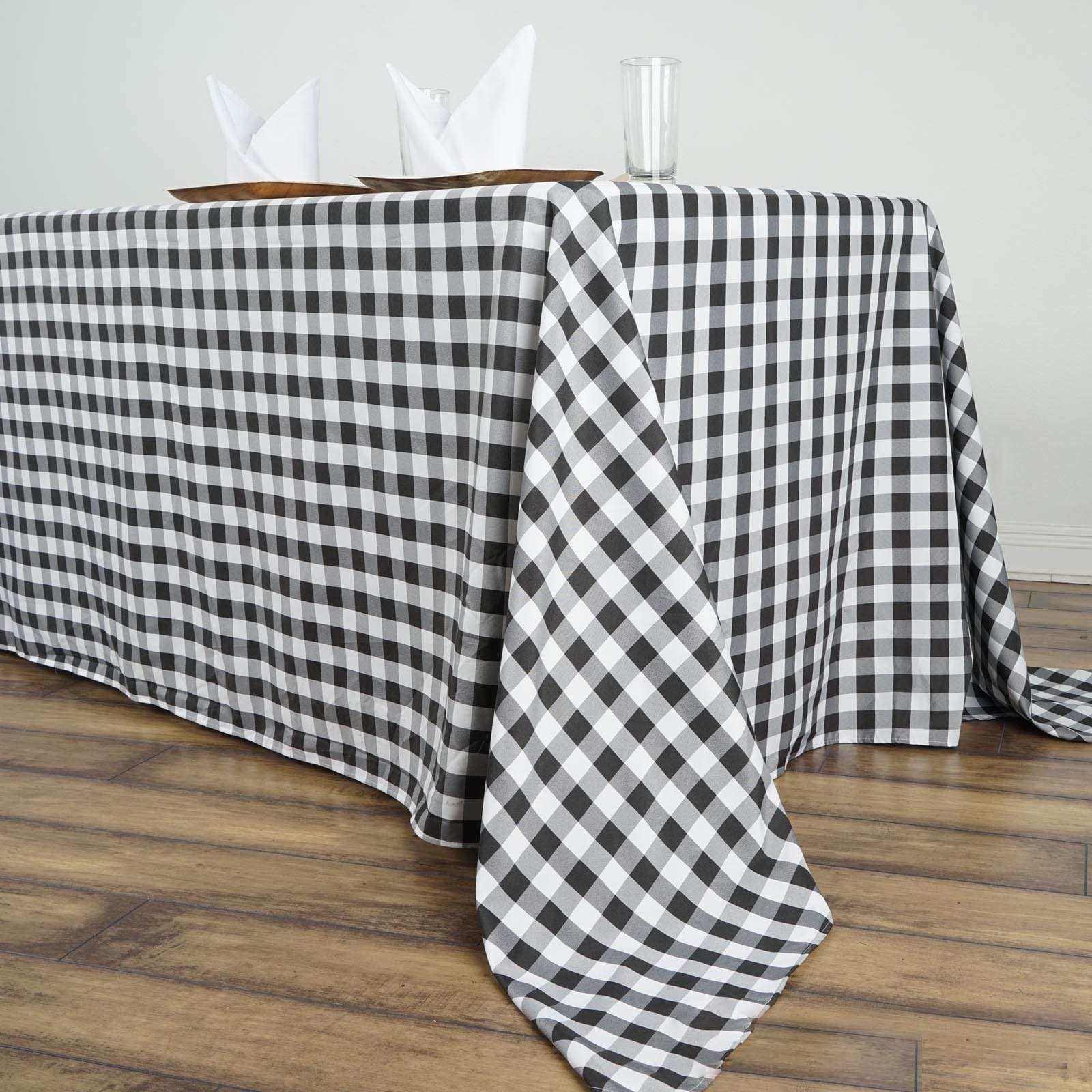 90x156 inch Gingham Checkered Polyester Rectangular Tablecloth