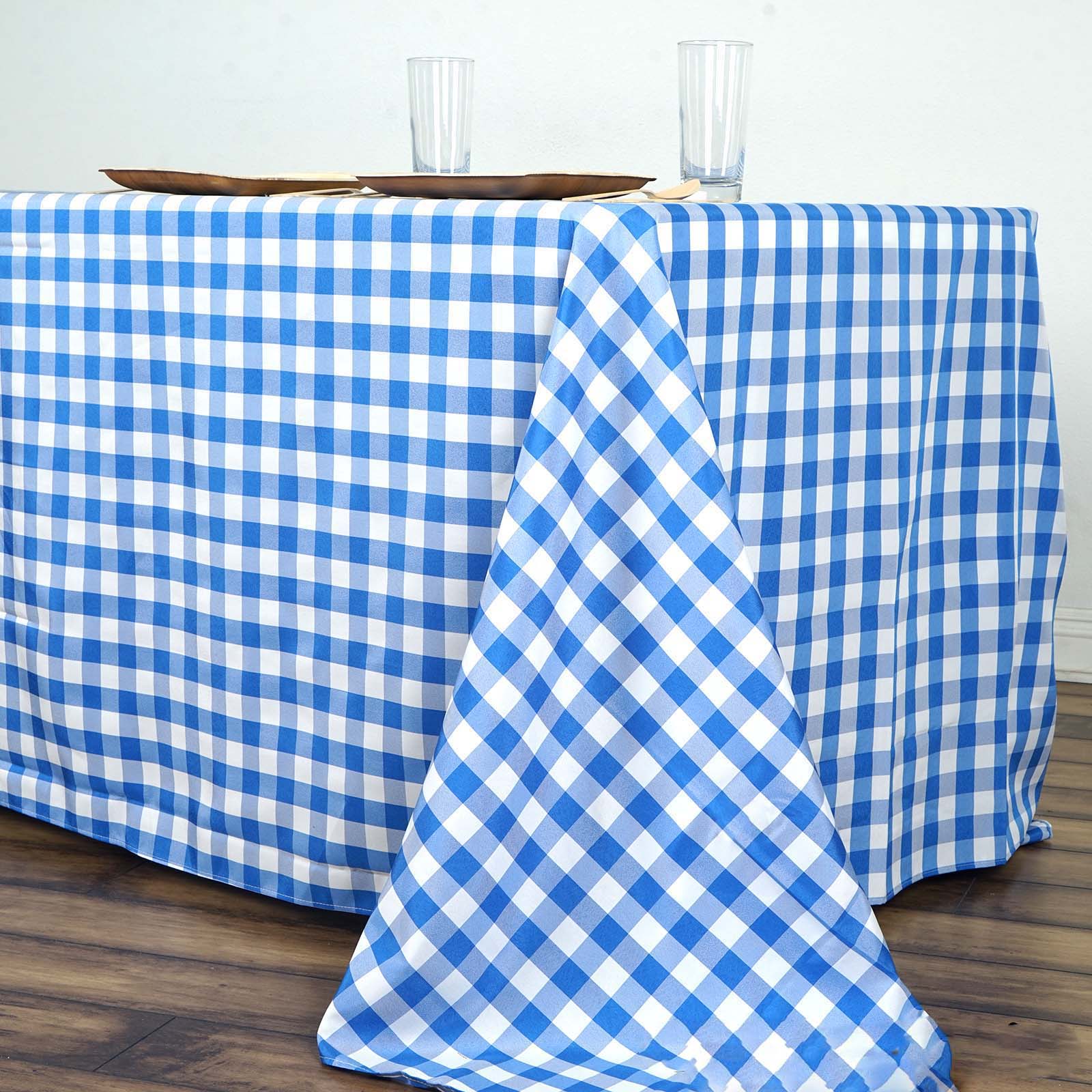 90x156 inch Gingham Checkered Polyester Rectangular Tablecloth