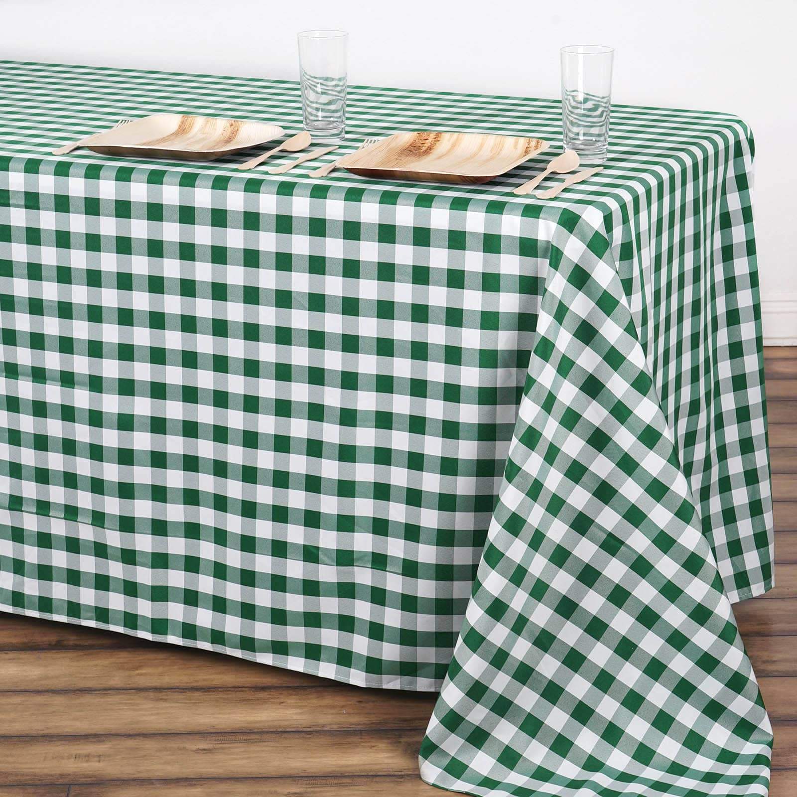 90x156 inch Gingham Checkered Polyester Rectangular Tablecloth