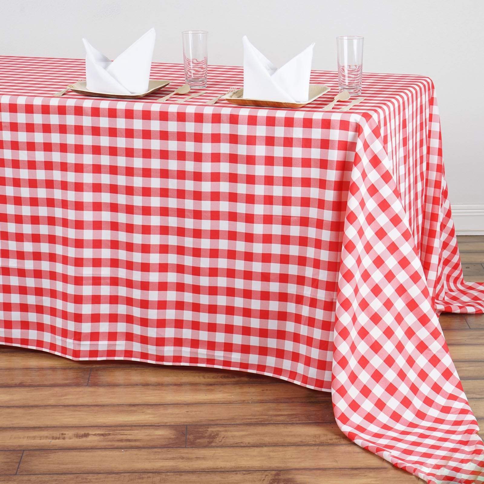 90x156 inch Gingham Checkered Polyester Rectangular Tablecloth