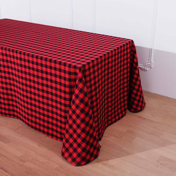 90x156 inch Gingham Checkered Polyester Rectangular Tablecloth