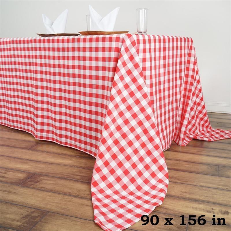 90x156 inch Gingham Checkered Polyester Rectangular Tablecloth