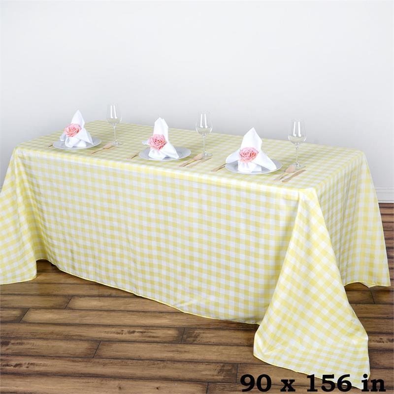 90x156 inch Gingham Checkered Polyester Rectangular Tablecloth