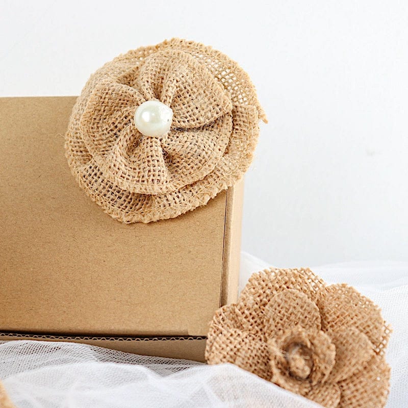 24 Natural Burlap Ribbons Assorted Pre Tied Bows and Flowers