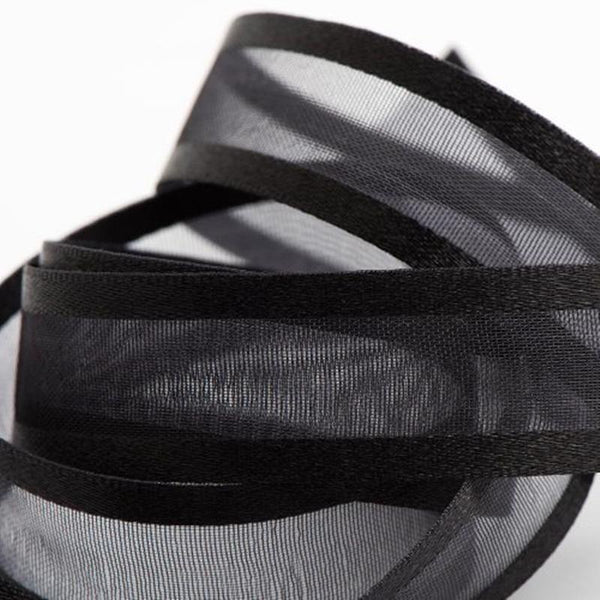 Free Shipping,black And White Chiffon Ribbon Sheer Ribbon With