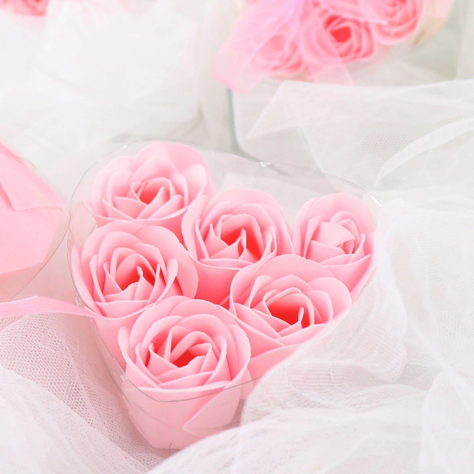 24 Scented Rose Soap Party Favors in Gift Boxes with Ribbons