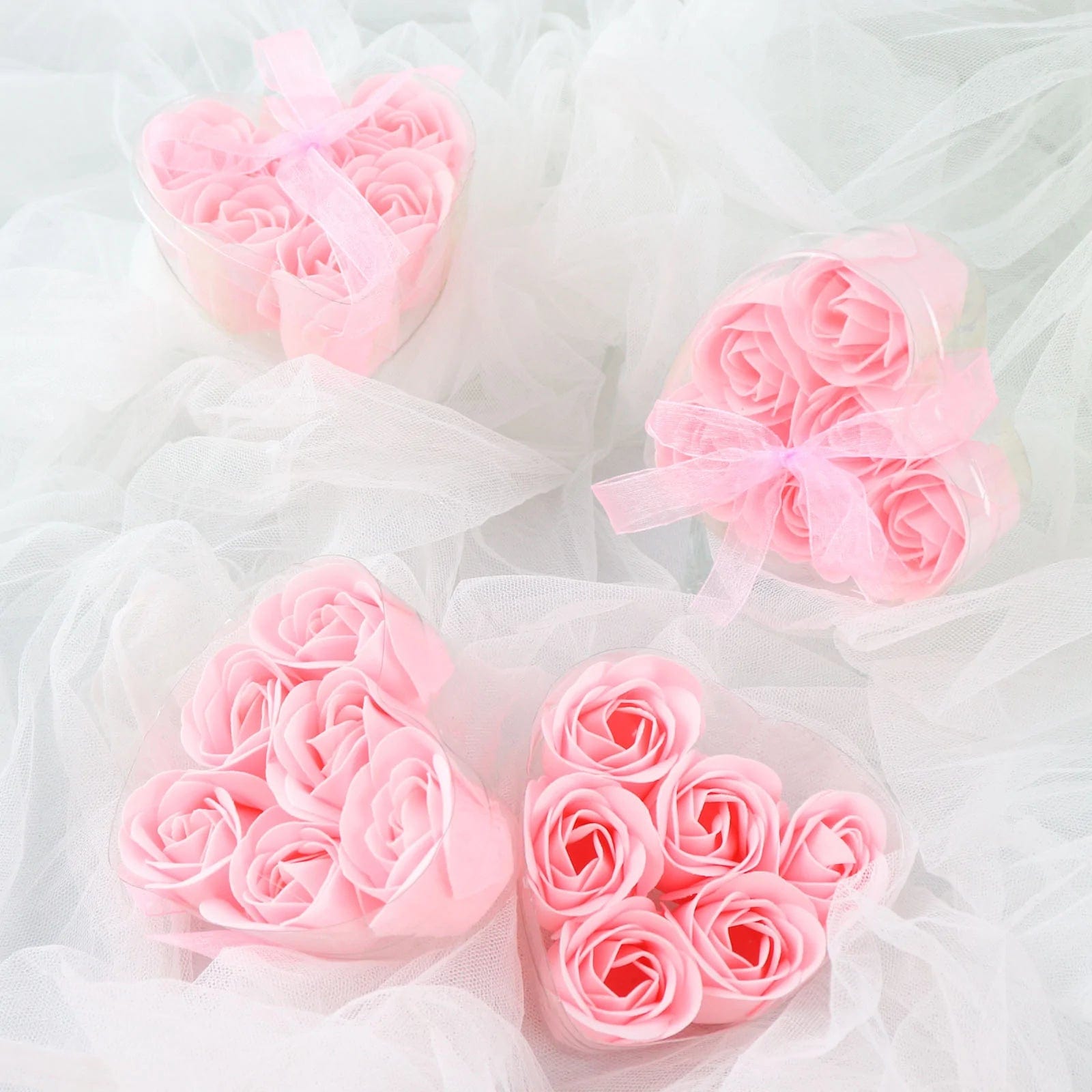 24 Scented Rose Soap Party Favors in Gift Boxes with Ribbons