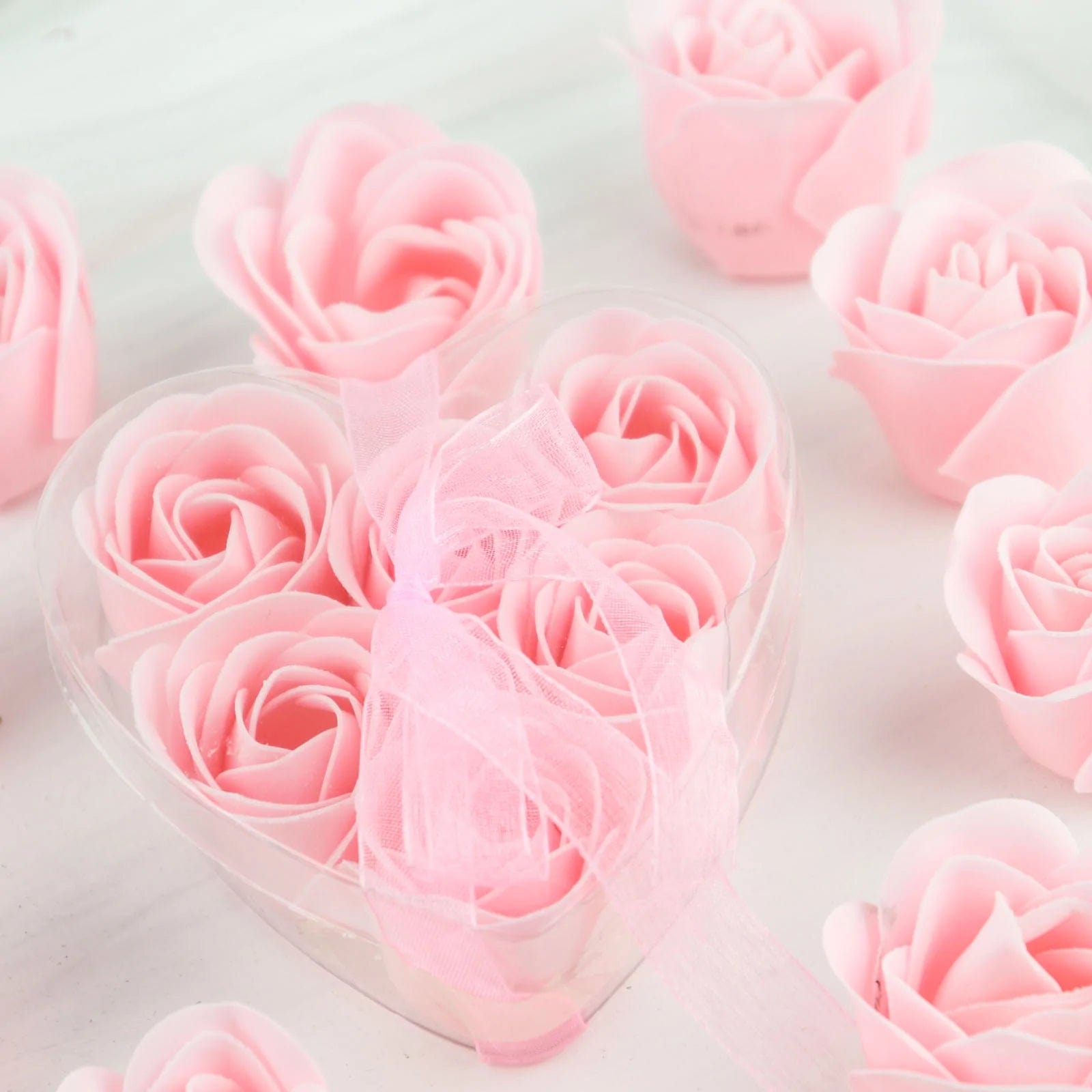 24 Scented Rose Soap Party Favors in Gift Boxes with Ribbons