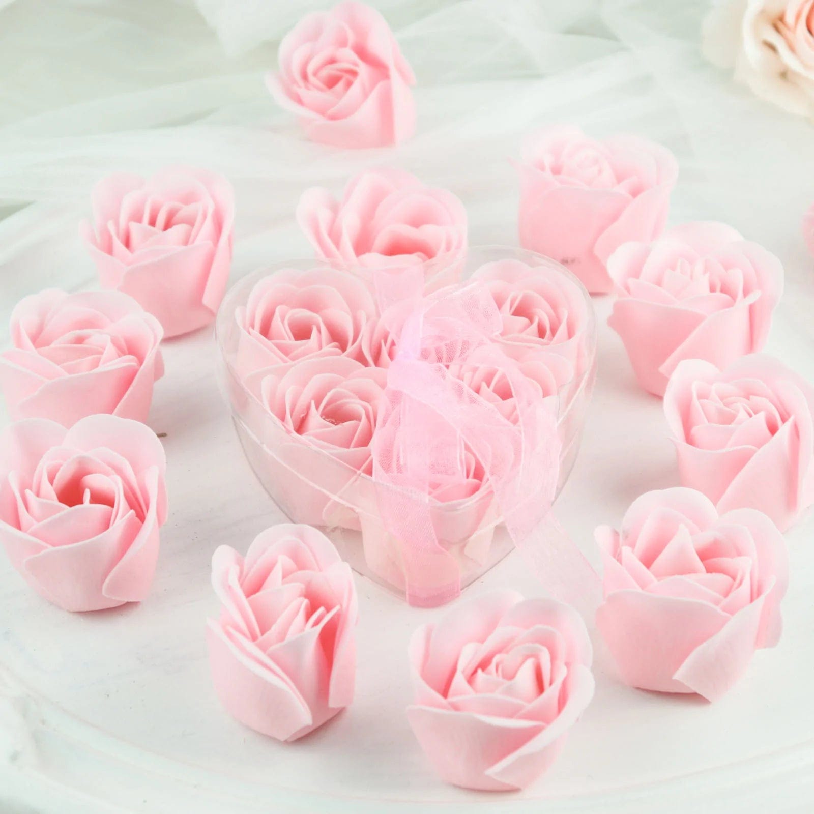 24 Scented Rose Soap Party Favors in Gift Boxes with Ribbons