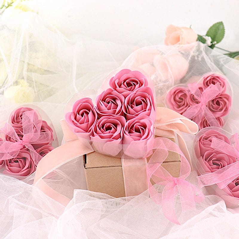 24 Scented Rose Soap Party Favors in Gift Boxes with Ribbons